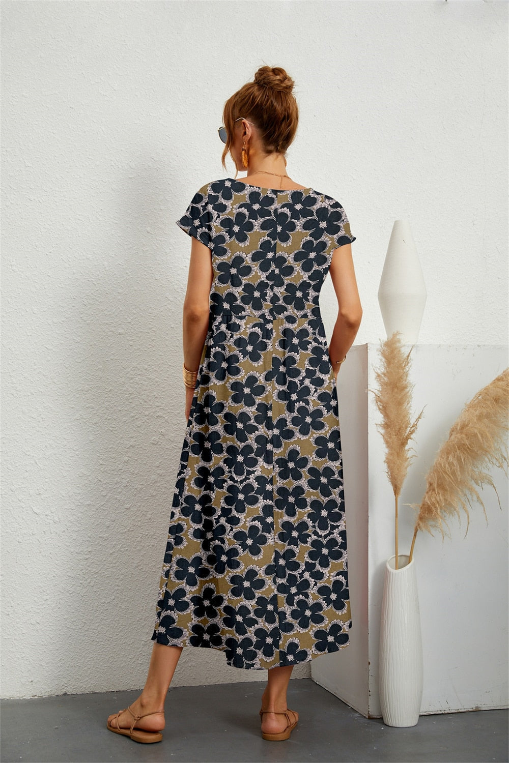 W&W Mode | Fließendes Geblümtes Midikleid Für Frauen