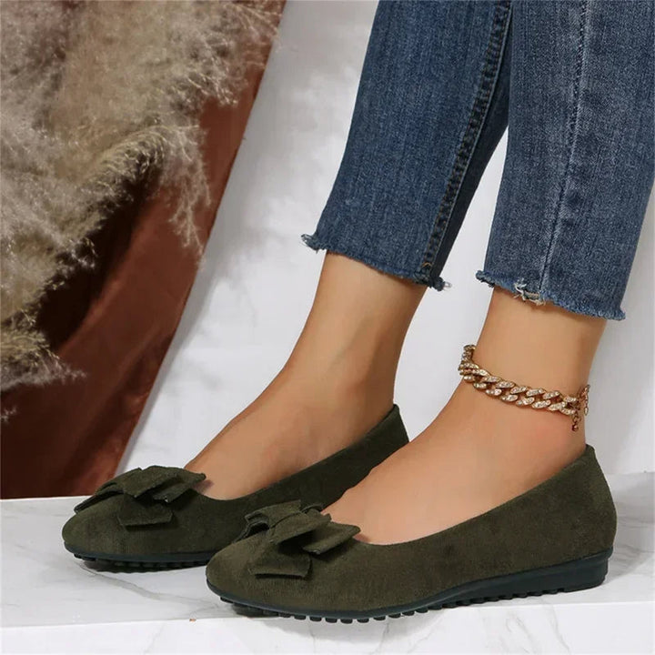 W&W Mode | Wildleder Slip-On Ballerinas mit Schleife