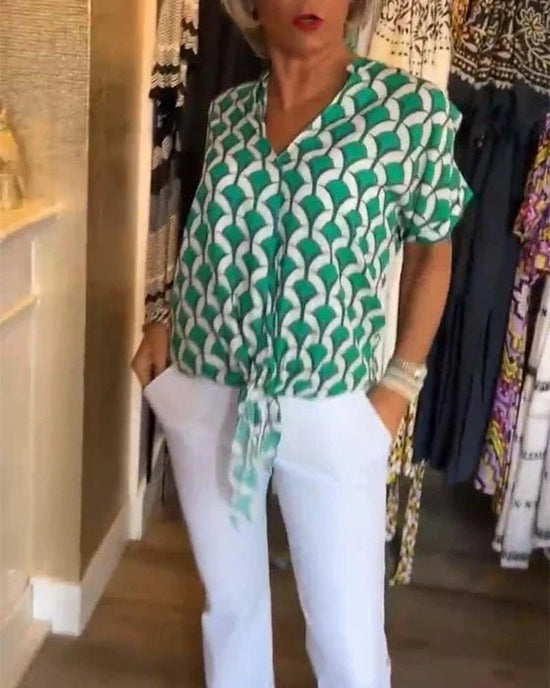 W&W Mode | Stilvolle Geometrische Bedruckte Bluse für Frauen
