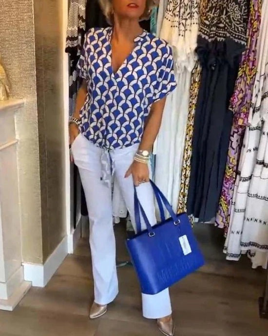 W&W Mode | Stilvolle Geometrische Bedruckte Bluse für Frauen