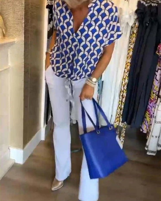 W&W Mode | Stilvolle Geometrische Bedruckte Bluse für Frauen
