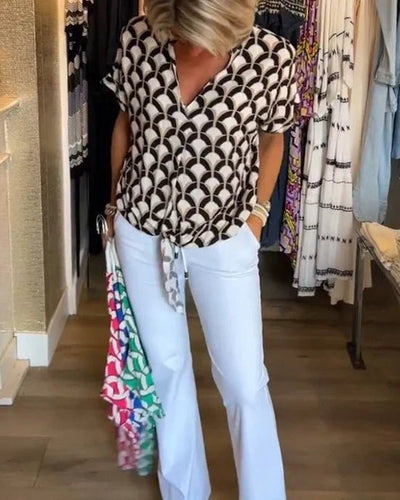 W&W Mode | Stilvolle Geometrische Bedruckte Bluse für Frauen