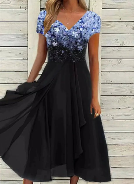 W&W Mode | Bedrucktes Kleid mit fließendem Rock für Damen