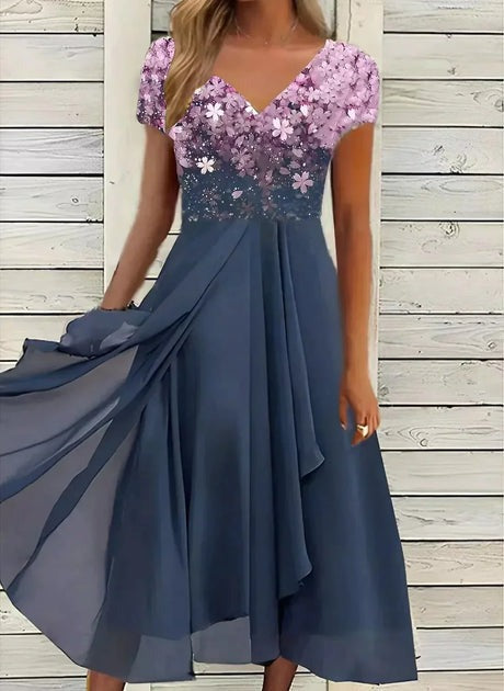W&W Mode | Bedrucktes Kleid mit fließendem Rock für Damen