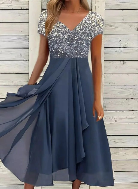W&W Mode | Bedrucktes Kleid mit fließendem Rock für Damen