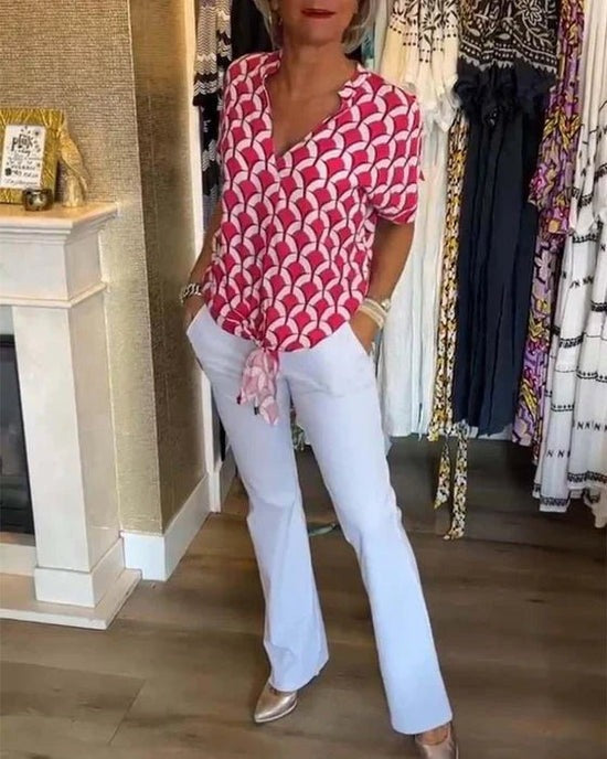 W&W Mode | Stilvolle Geometrische Bedruckte Bluse für Frauen