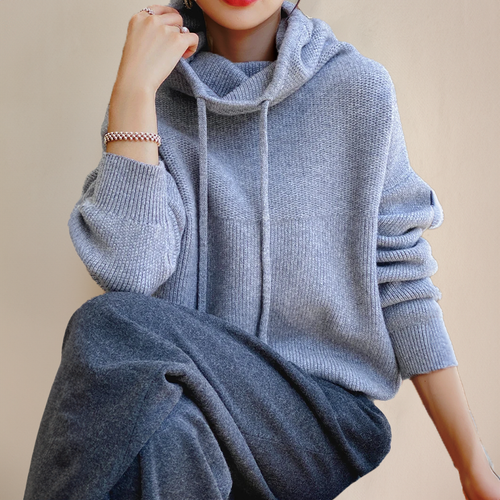 W&W Mode - Damen Strickhoodie für gemütliche Freizeitlooks