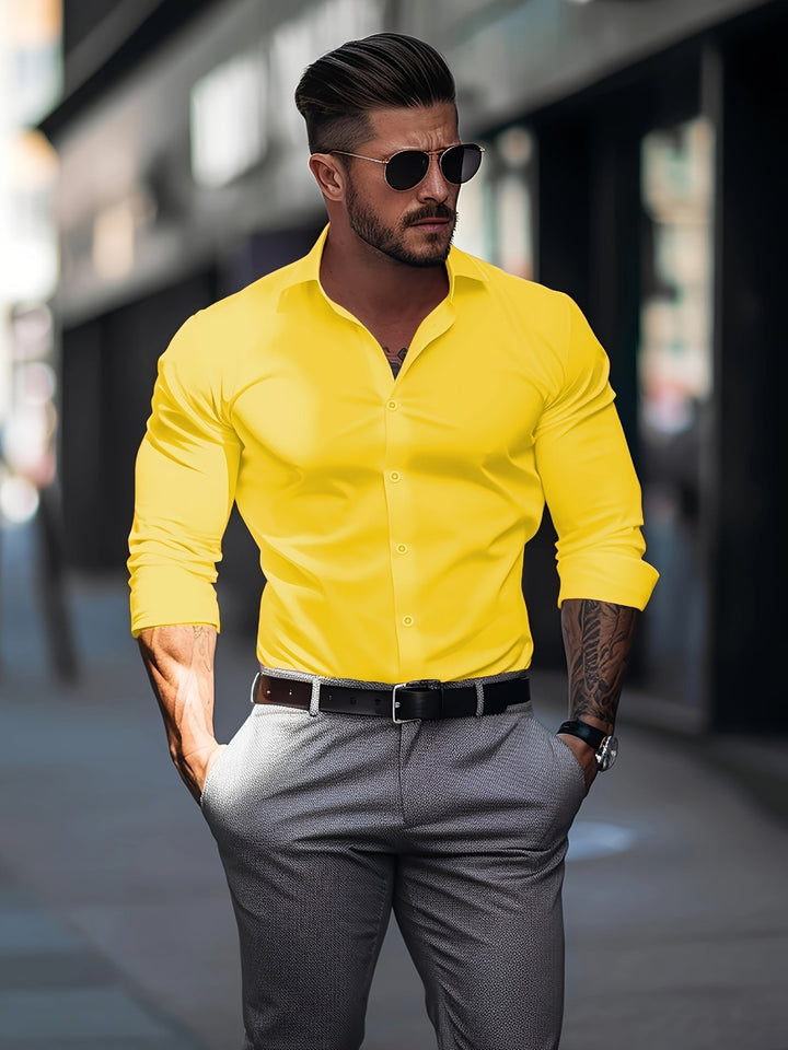 W&W Mode | Slim Fit Einfarbiges Baumwollhemd