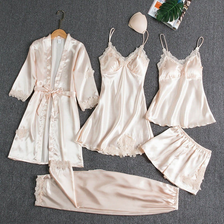 W&W Mode | Luxuriöses Satin Nachtkleid Set