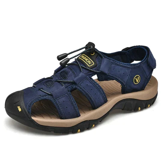 Blau sandalen mit orthopädischem fußbett