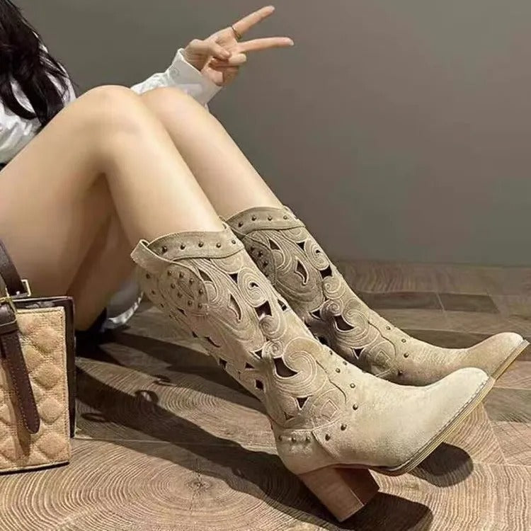 W&W Mode - Bedruckte Cowboystiefel aus Leder