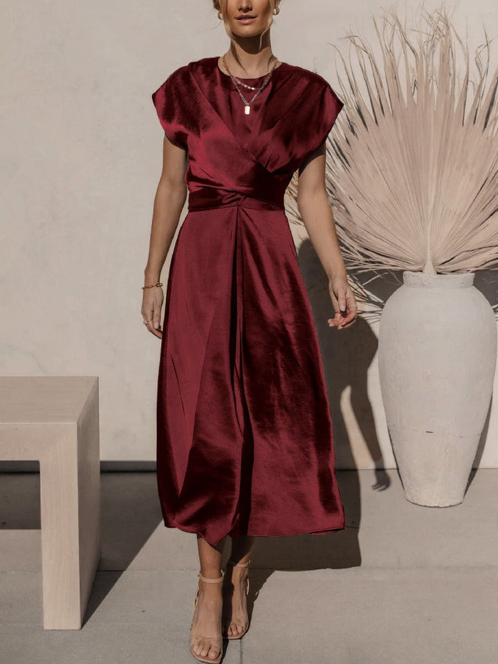 W&W Mode | Elegantes Satin-Wickel-Midi-Kleid für Damen