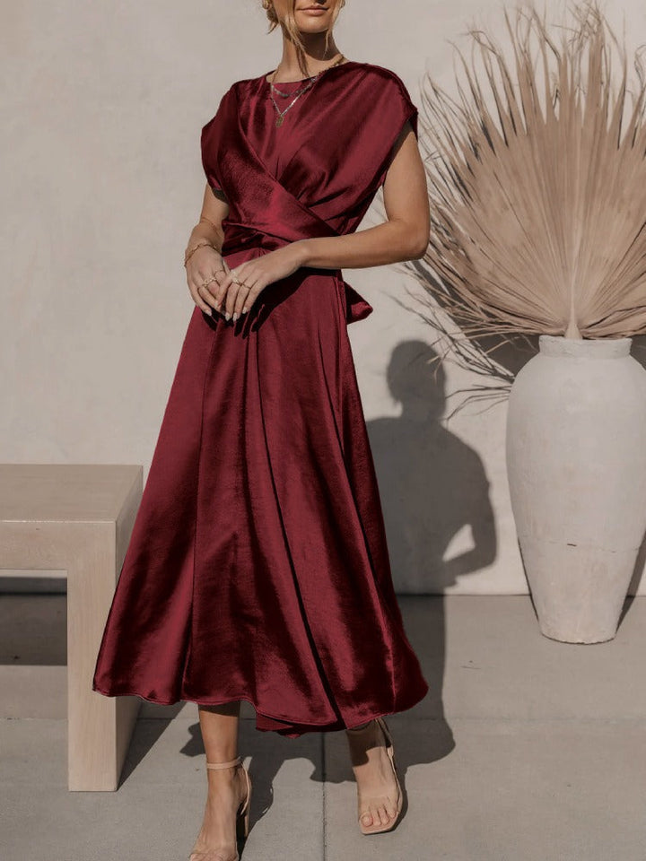 W&W Mode | Elegantes Satin-Wickel-Midi-Kleid für Damen