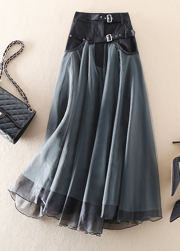 Damen Midi-Rock aus leichtem Tüll mit Patchwork-Design und Gummibund