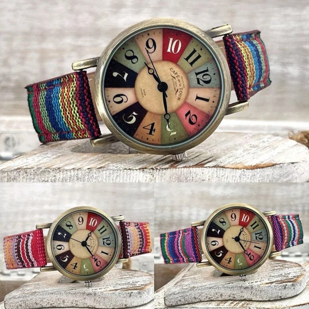W&W Mode | Mehrfarbige Regenbogen Muster Uhr