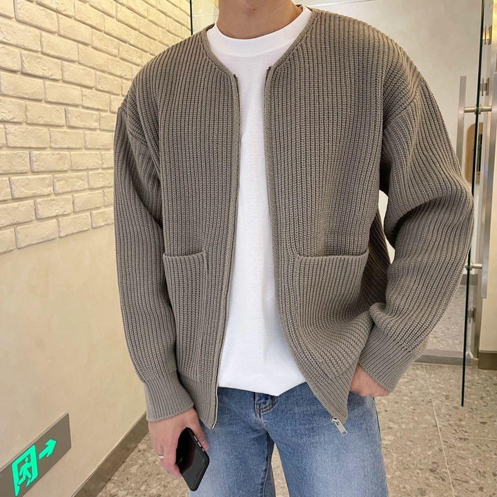 W&W Mode | Stehkragen Strickjacke für Herren | Warmer und stilvoller Pullover