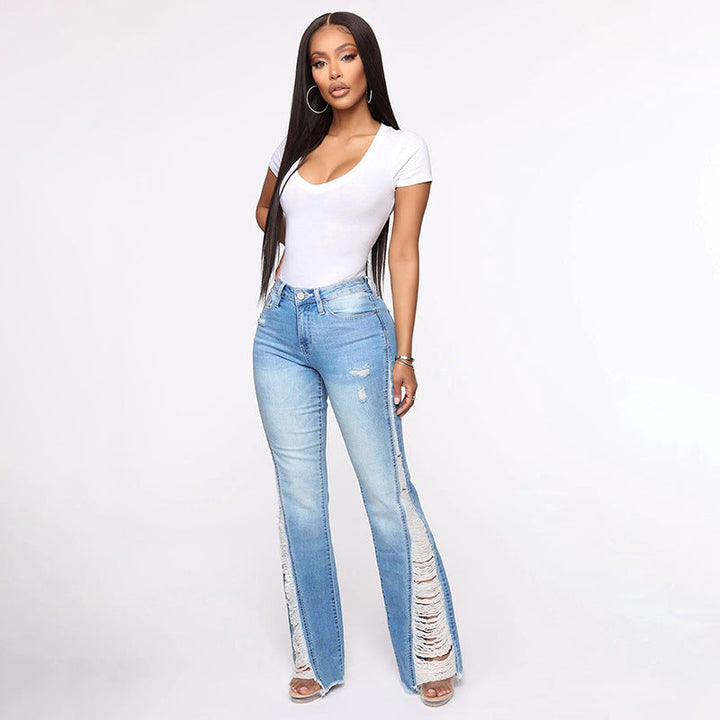 W&W Mode Stretch Ripped Flare Jeans