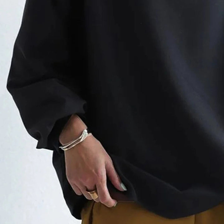 W&W Mode - Damen minimalistisches lockeres schwarzes Oberteil für vielseitigen Stil