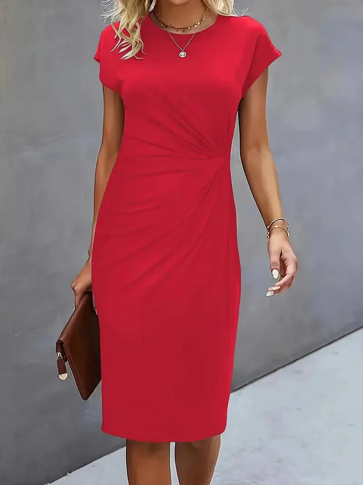 Damen-Kleid mit Rundhalsausschnitt und schmalem Schnitt