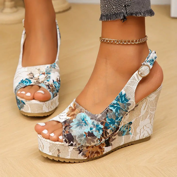 W&W Mode | Vintage Floral Sandalen für Frauen