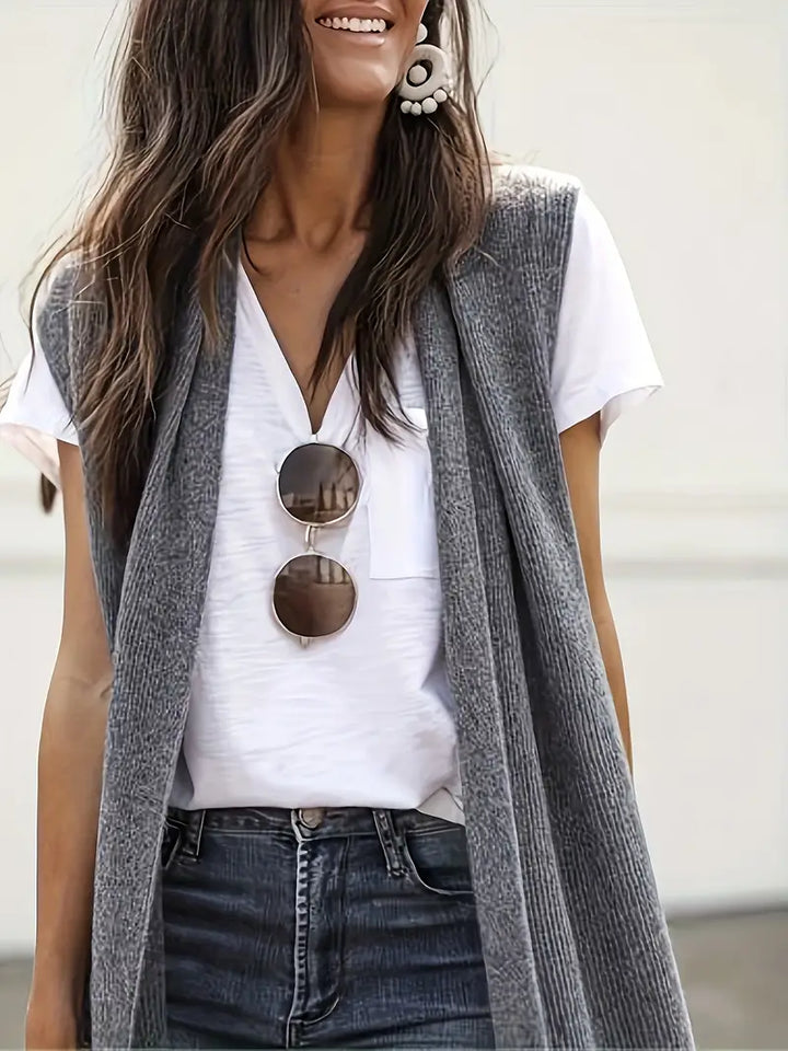 W&W Mode | Lässige Lange Strickweste Strickjacke