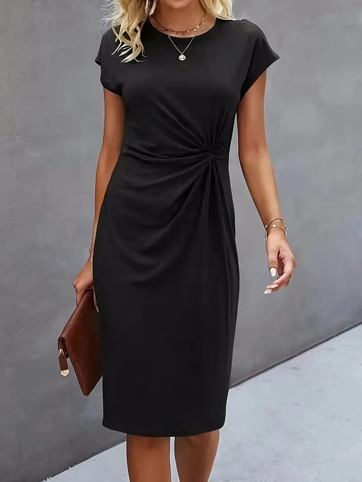 Damen figurbetontes Kleid mit Rundhalsausschnitt