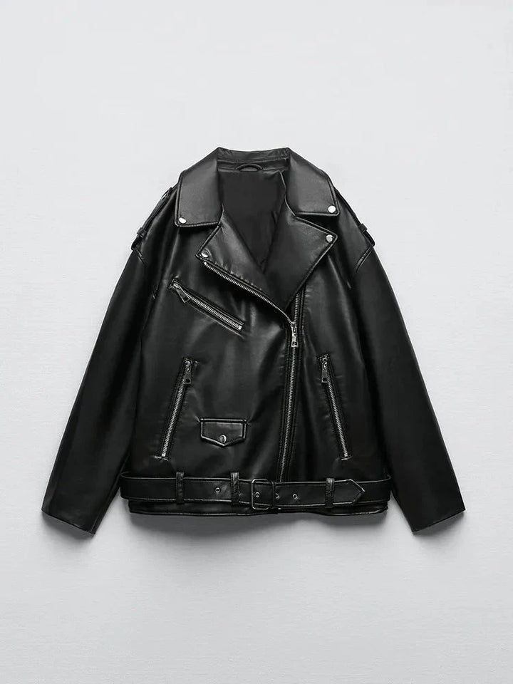 W&W Mode | Pu Lederjacke Mit Gürtel Und Reißverschluss