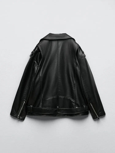 W&W Mode | Pu Lederjacke Mit Gürtel Und Reißverschluss