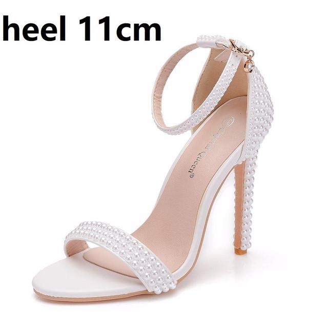 W&W Mode | Mode Weiße Stiletto Damen mit Knöchelriemen Hochzeit Festschuhe