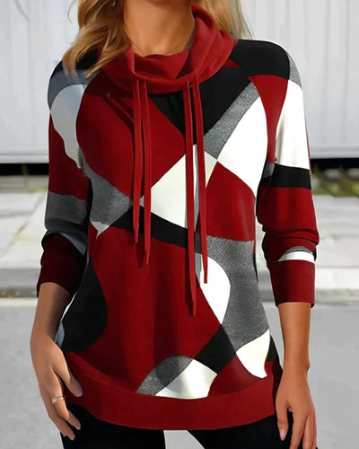 W&W Mode | Hoodie Mit Hohem Kragen Und Kontrastfarbe
