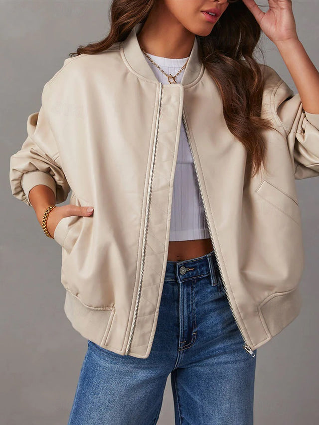 W&W Mode | Lockere Lederjacke für Damen