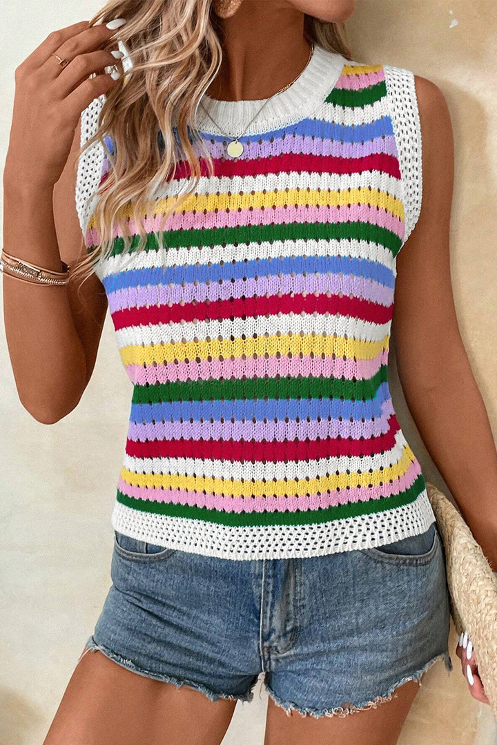 W&W Mode | Gestreifter, eng anliegender Strickpullunder Für Frauen