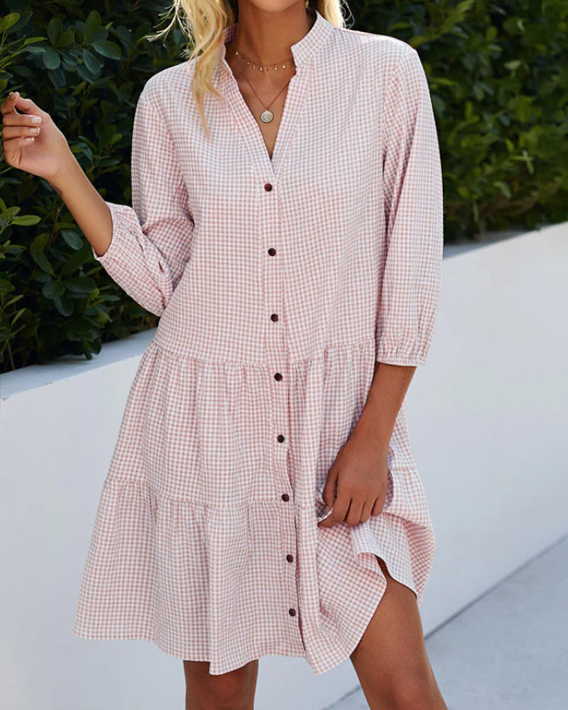W&W Mode | Kariertes Kleid Mit Stehkragen