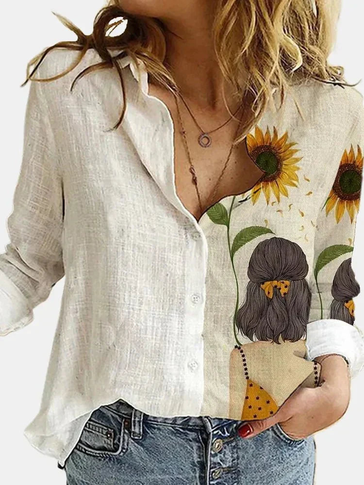 W&W Mode | Baumwoll Leinen Bluse Mit Knopfleiste Für Damen