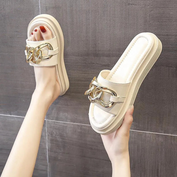 W&W Mode | Sandals women with platform and golden chain