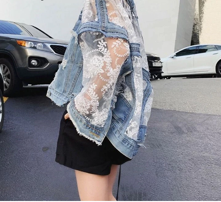 W&W Mode | Blumen Denim-Jacke