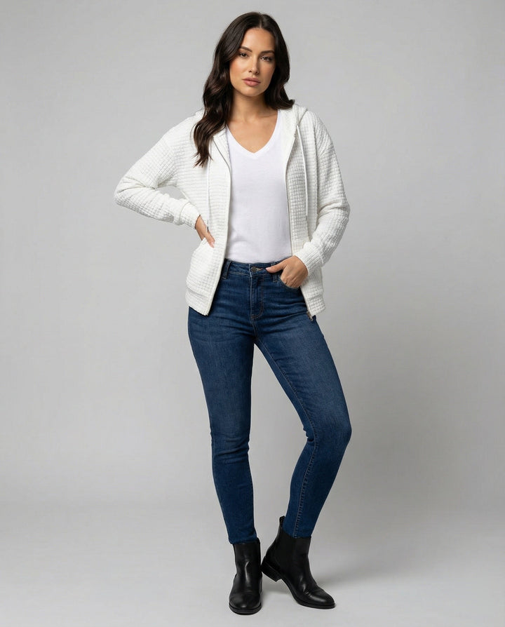 Damen Fleecejacke mit strukturiertem Waffelmuster W&W Mode