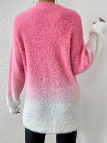 W&W Mode | Graduierter Farbcrewneck Fuzzy Pullover