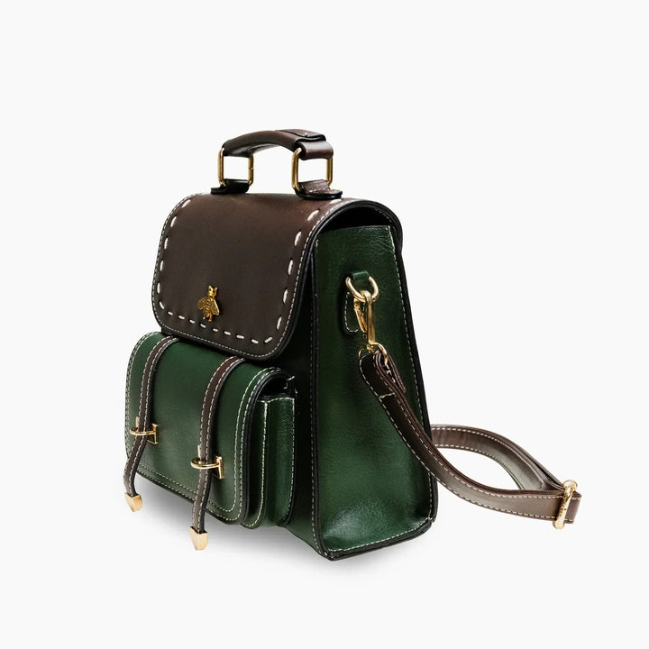 Veganer Kunstlederrucksack mit Tragegriff und vielseitigem Tragegurt
