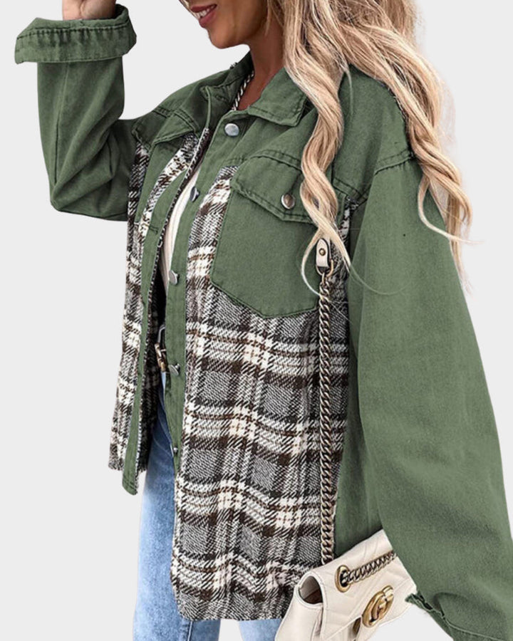 W&W Mode | Retro Jeansjacke für Damen - Modische Jeansstoffjacke
