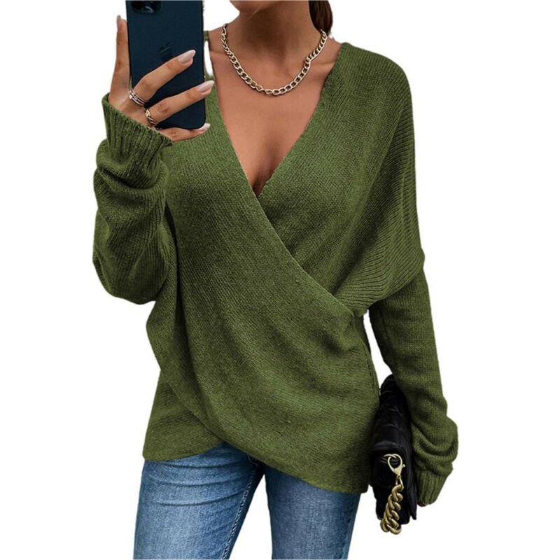 W&W Mode Pullover | Eleganter weicher V-Ausschnitt Pullover für Frauen