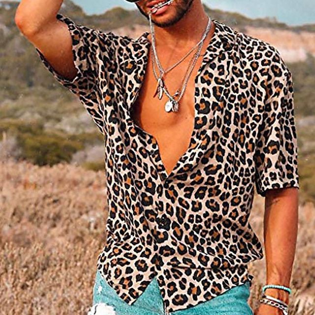 W&W Mode | Herren Sommerhemd Mit Leopardenmuster