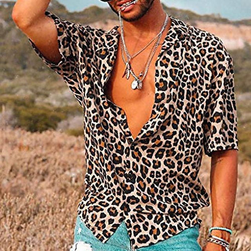 W&W Mode | Herren Sommerhemd Mit Leopardenmuster