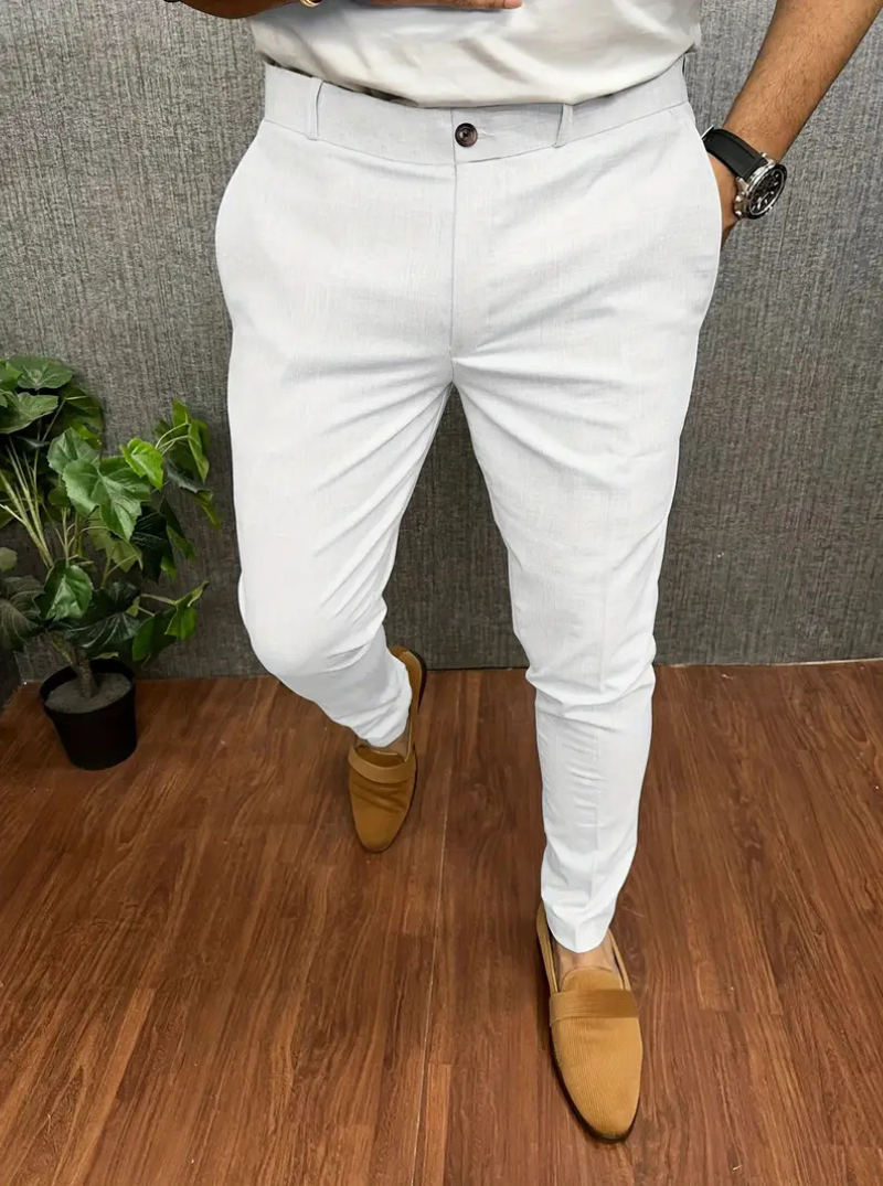 W&W Mode | Herren Weiße Chino Stoffhose Stretch