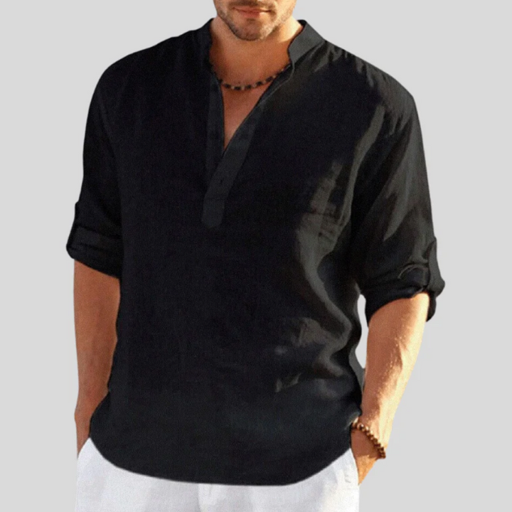 W&W Mode | Herren Langarm Poloshirt Schwarz