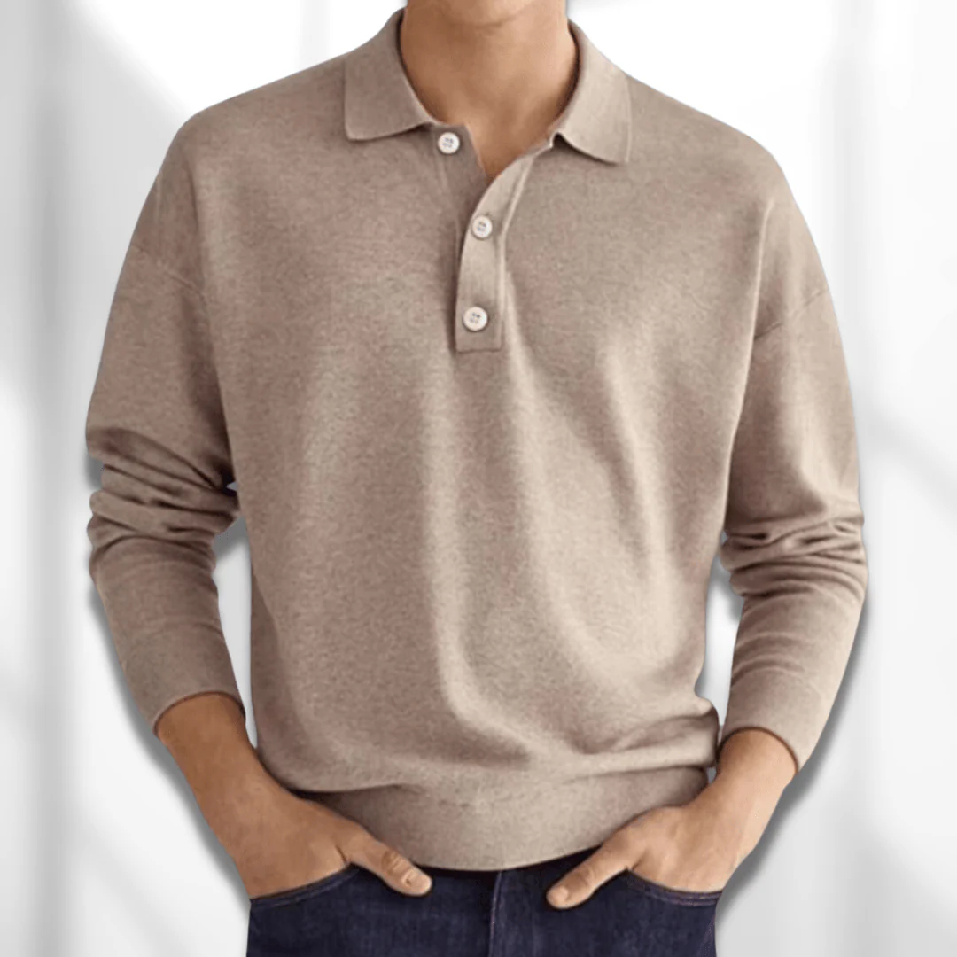 W&W Mode | Herren Langarm Poloshirt Schwarz