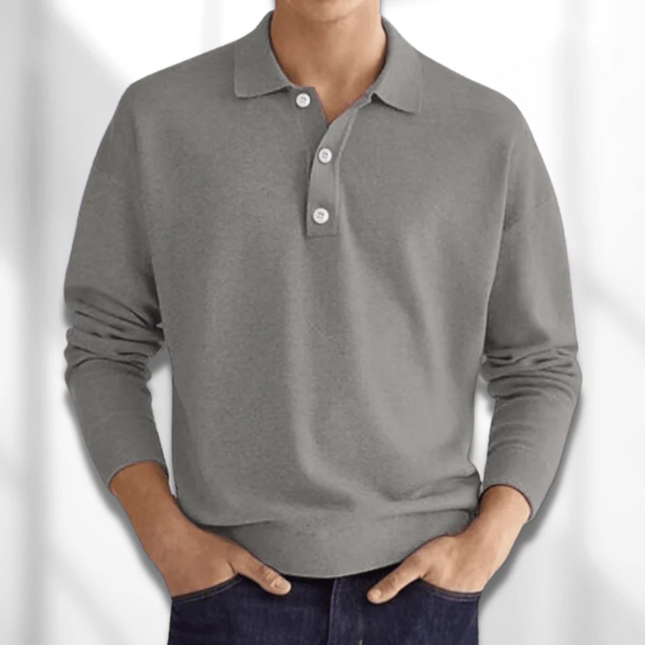 W&W Mode | Herren Langarm Poloshirt Schwarz