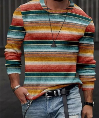 W&W Mode | Herren Langarm Sweatshirt Gestreift