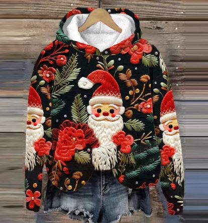 W&W Mode | Vintage Santa Kapuzenpullover Mit Print