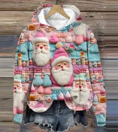 W&W Mode | Vintage Santa Kapuzenpullover Mit Print